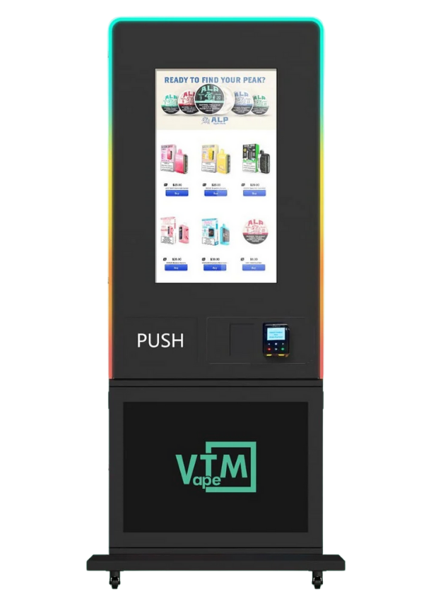 VapeTM smart vending machine with KioSoft payment reader terminal